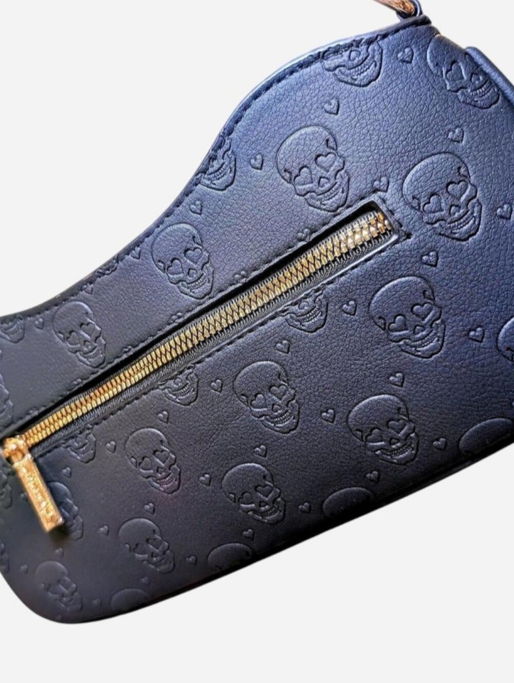Luv Betsey by Betsey Johnson Gothic Skull Embossed Shoulder Bag Black - Picture 4 of 6